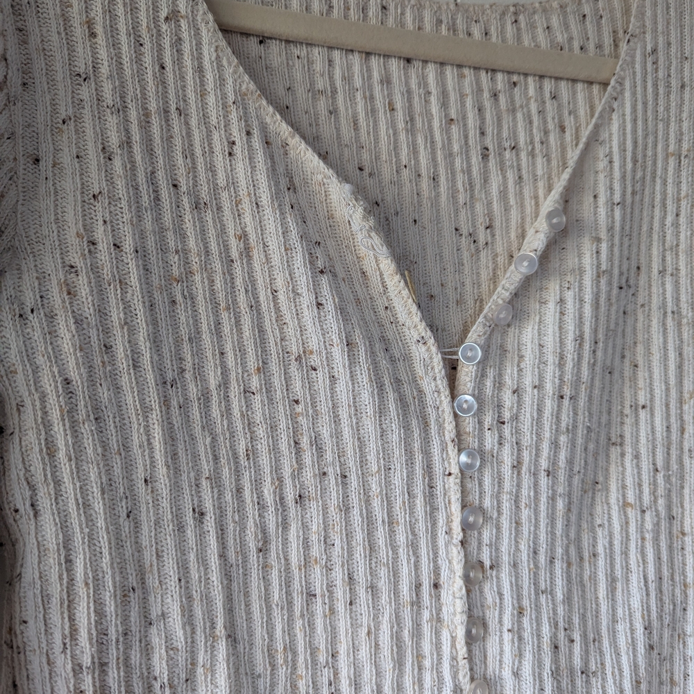 Vintage Cream Ribbed Cardigan - Picture 2 of 6